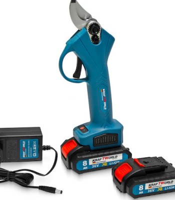 Kraftworld Ψαλίδι Κλαδέματος με 2 Μπαταρίες 36V 8Ah και Ταχυφορτιστή – Περιλαμβάνεται Βαλιτσάκι Μεταφοράς