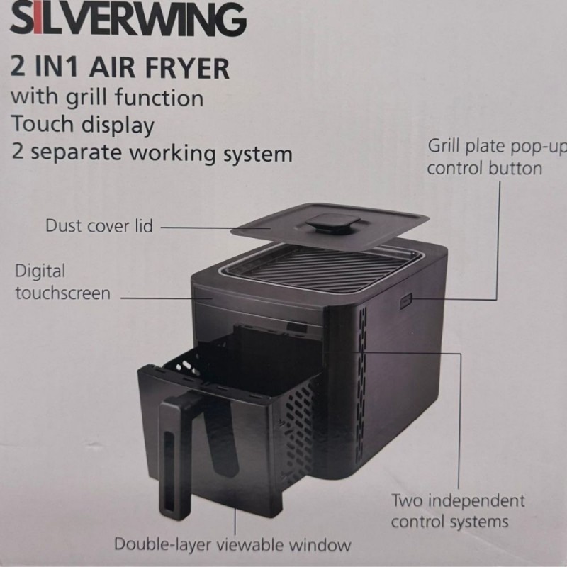 Air Fryer 4Lt 2 σε 1 Με Γκρίλ Για Ψήσιμο 1500Watt SILV 2IN1