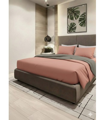 Luxury Σετ Σεντόνια Υπέρδιπλα Βαμβακοσατέν 240x270cm 2 Μαξιλαροθήκες 50×70 5cm Γκρί Ροζ LBS512